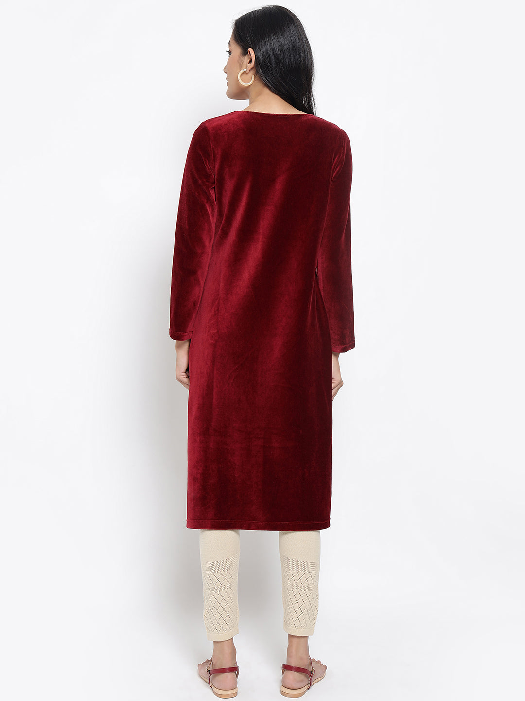 Maroon Winter kurta with Sequin