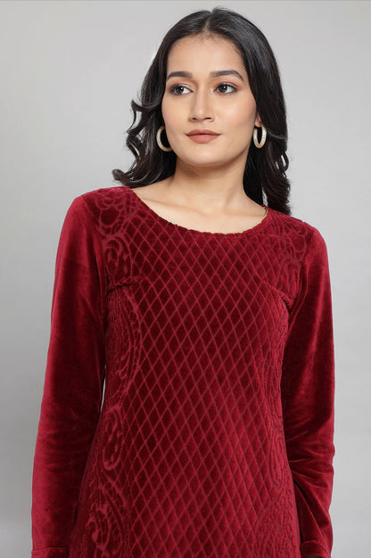 Maroon Winter kurta with Sequin