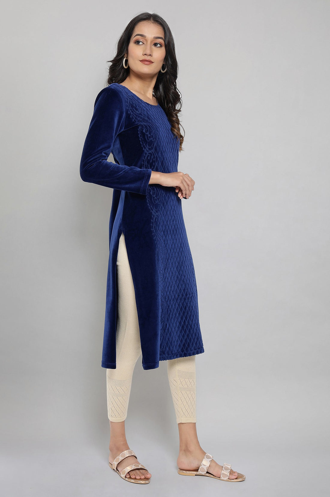 Blue Winter kurta with Sequin
