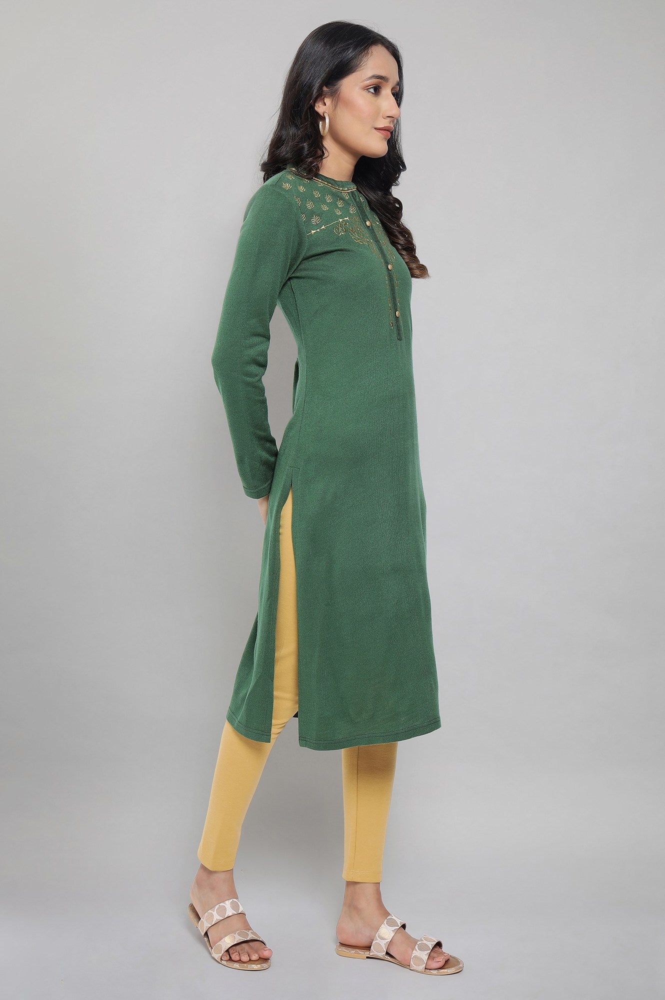 Green Winter kurta