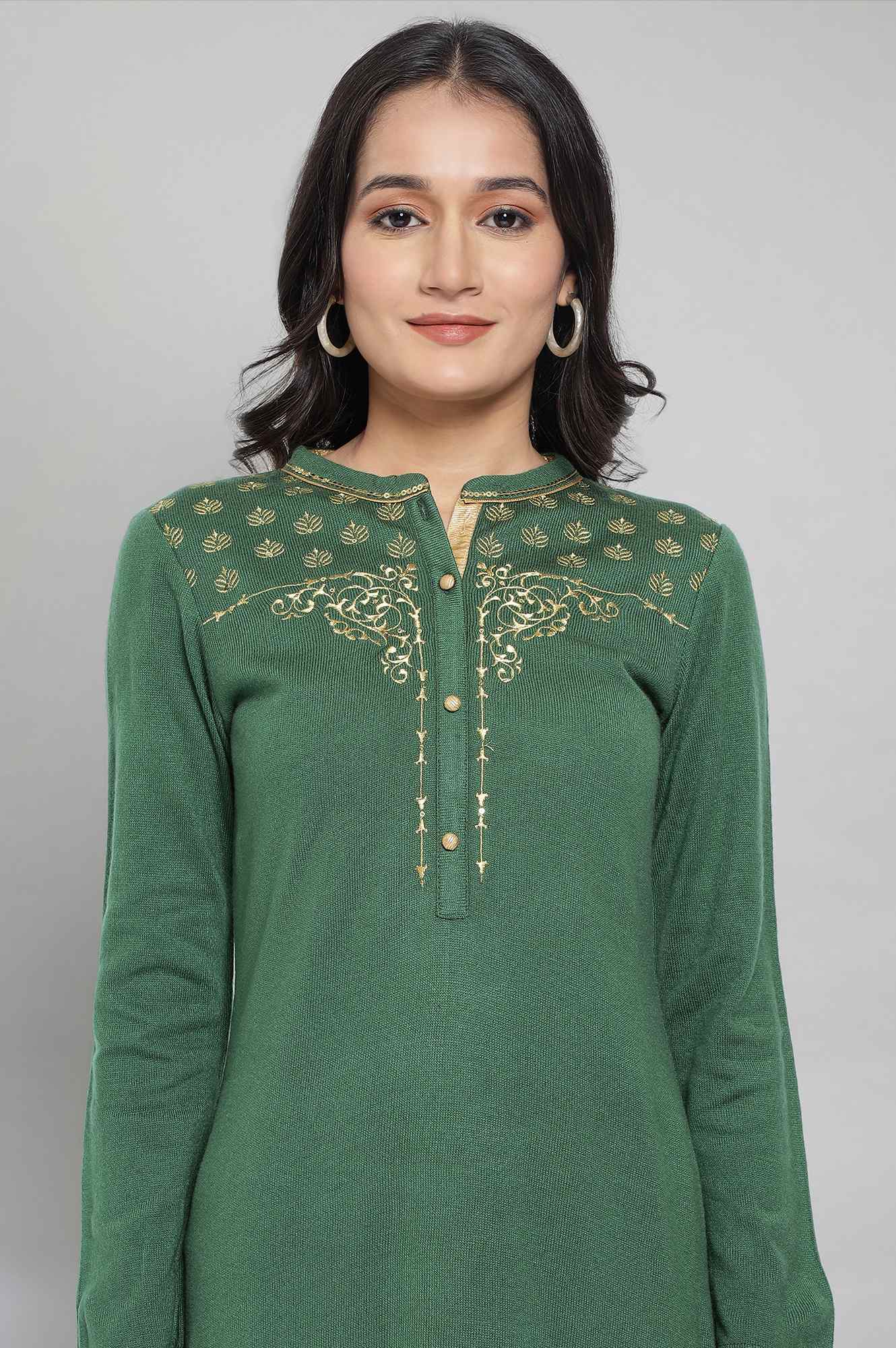 Green Winter kurta