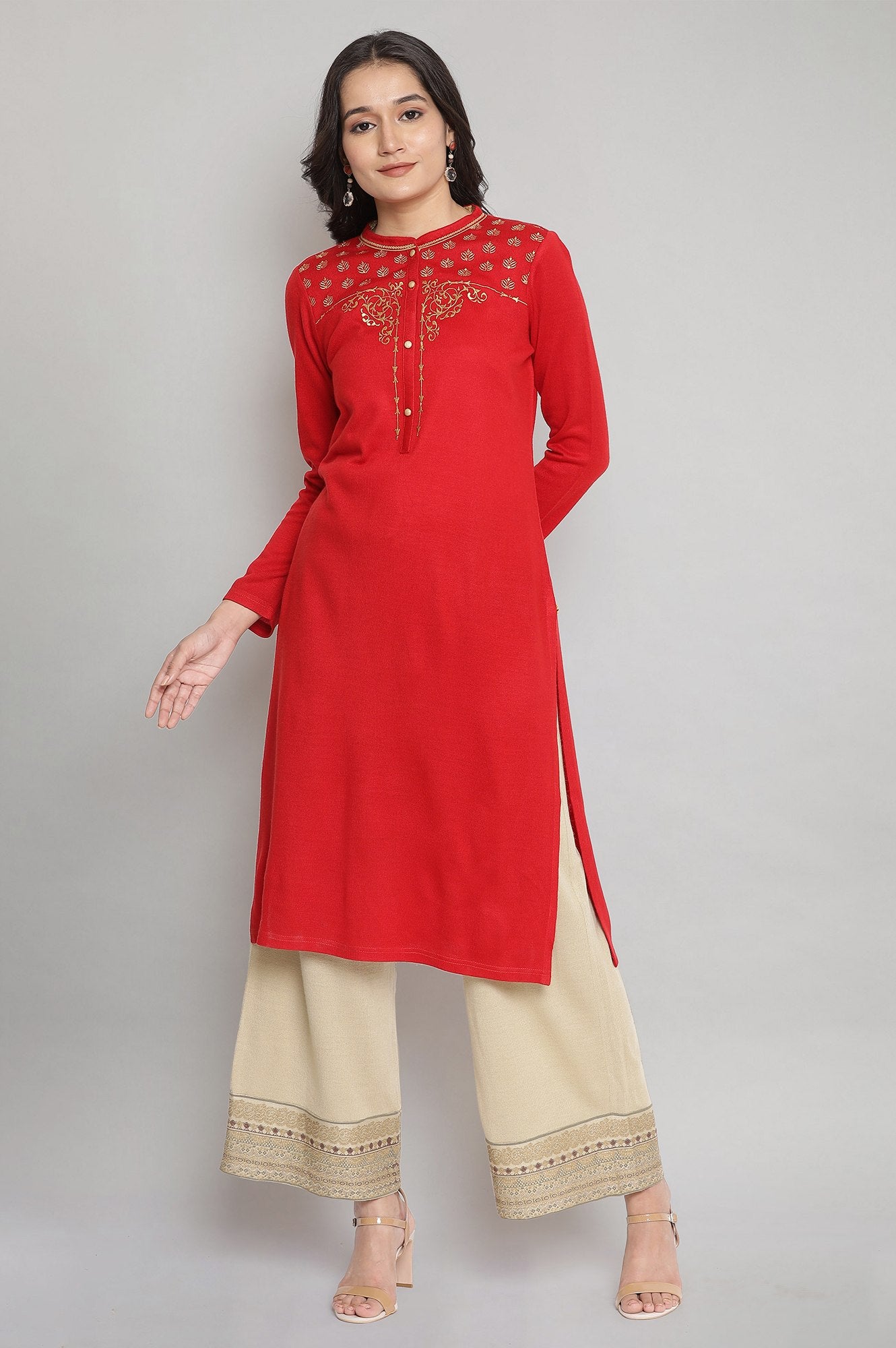 Red Festive Winter kurta