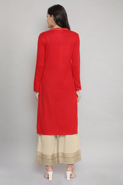 Red Festive Winter kurta