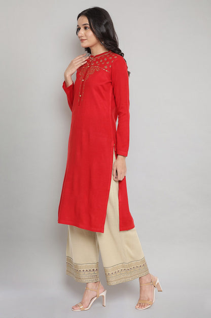 Red Festive Winter kurta