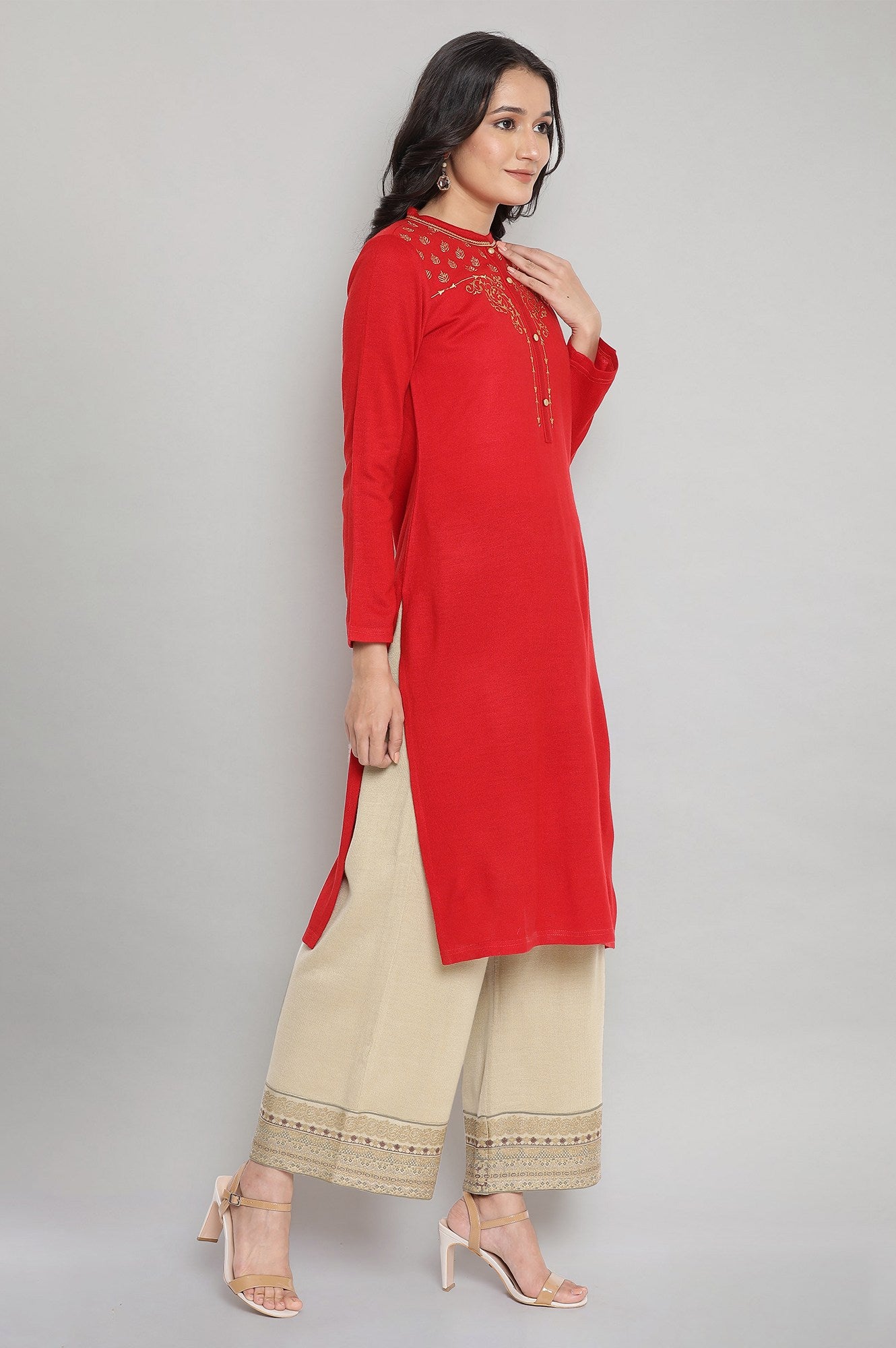 Red Festive Winter kurta