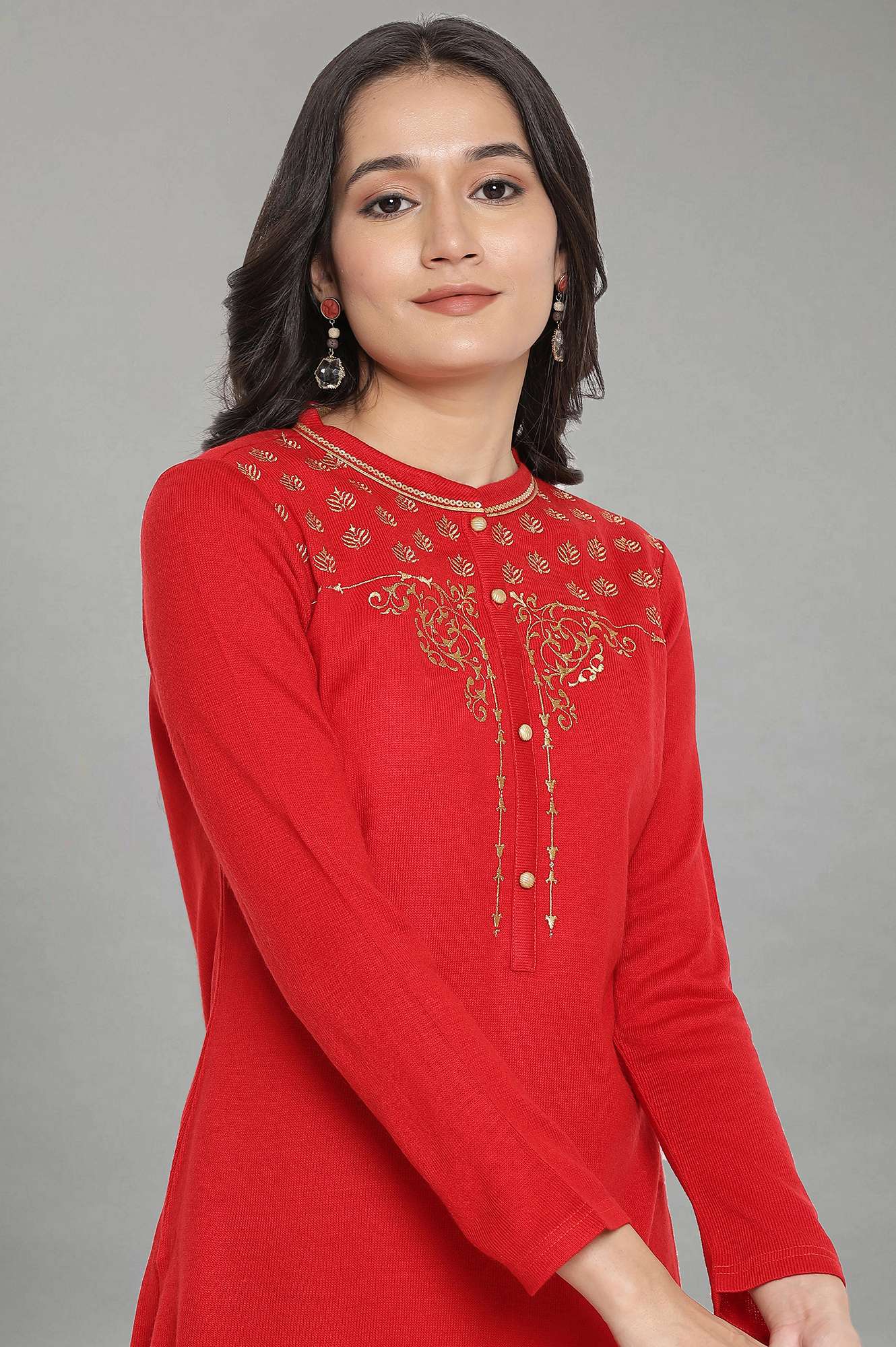 Red Festive Winter kurta