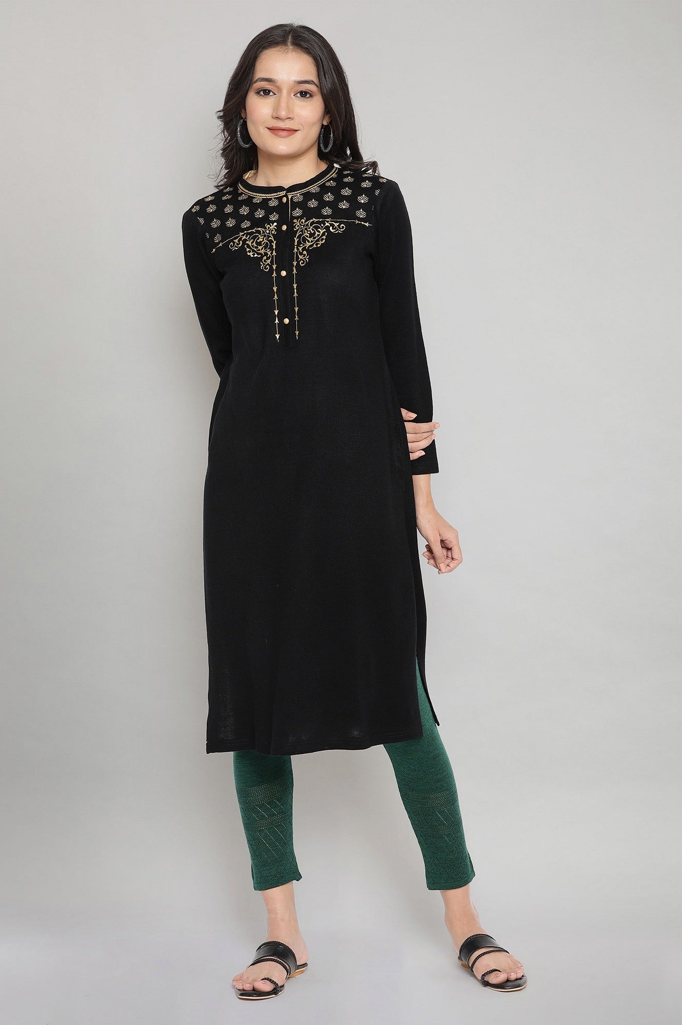 Black Festive Winter kurta