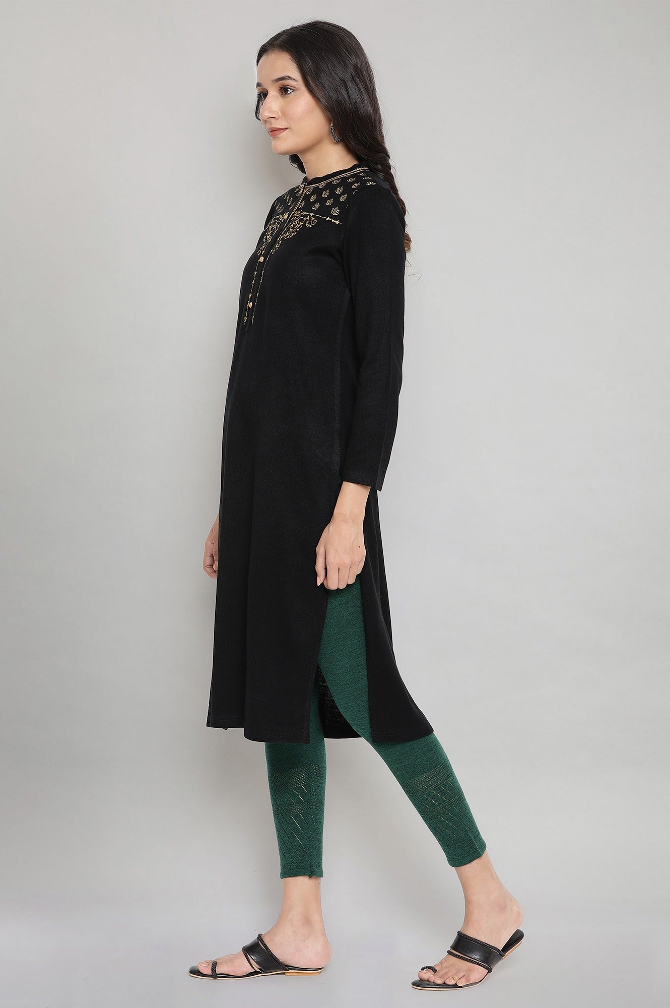 Black Festive Winter kurta