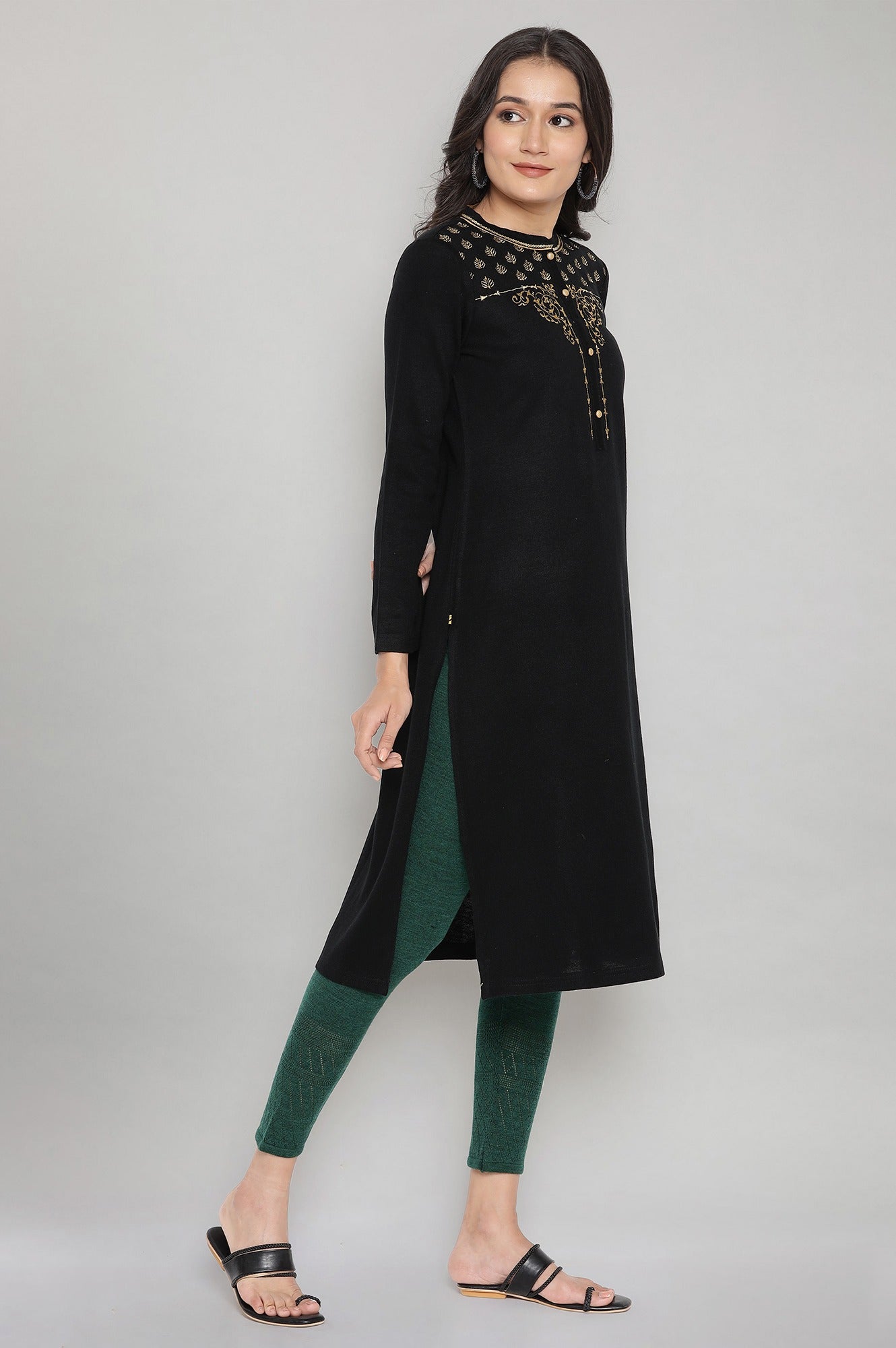 Black Festive Winter kurta