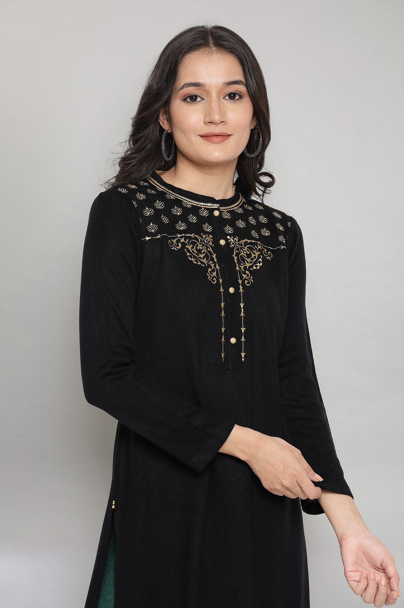 Black Festive Winter kurta