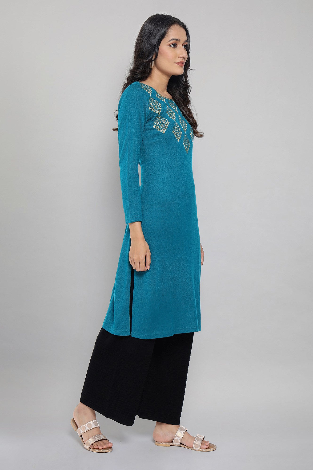 Teal Winter kurta