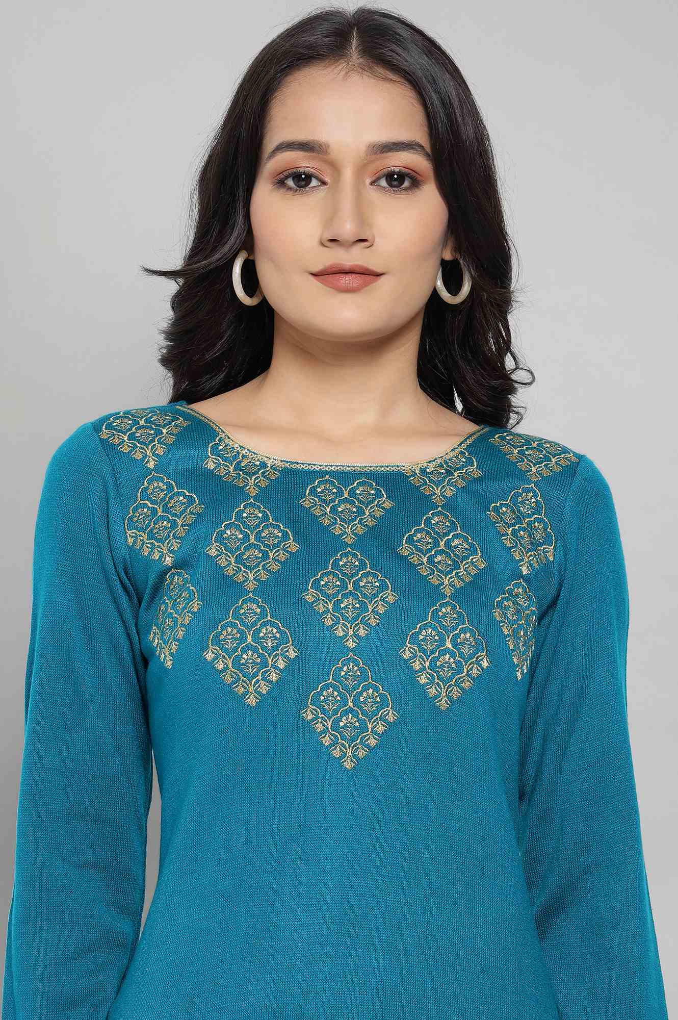 Teal Winter kurta