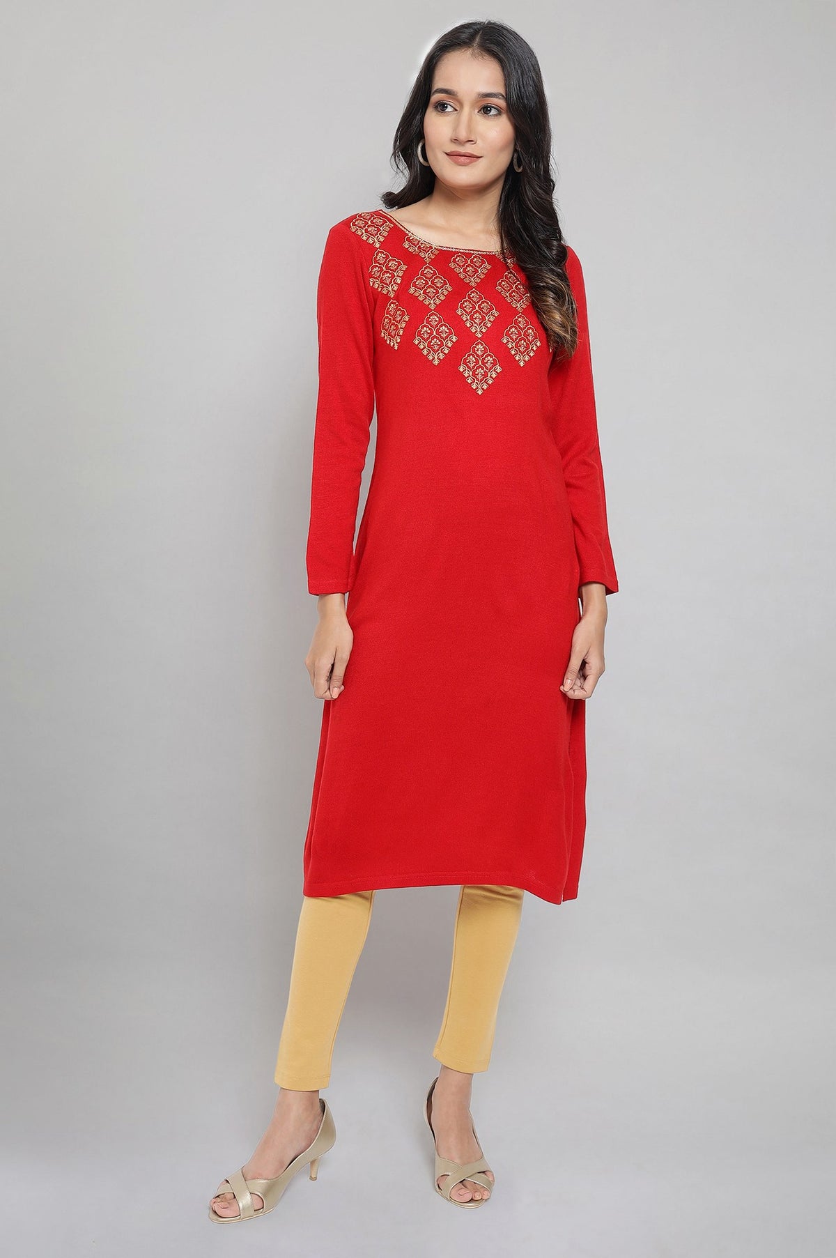 Passion Red Winter kurta - XS