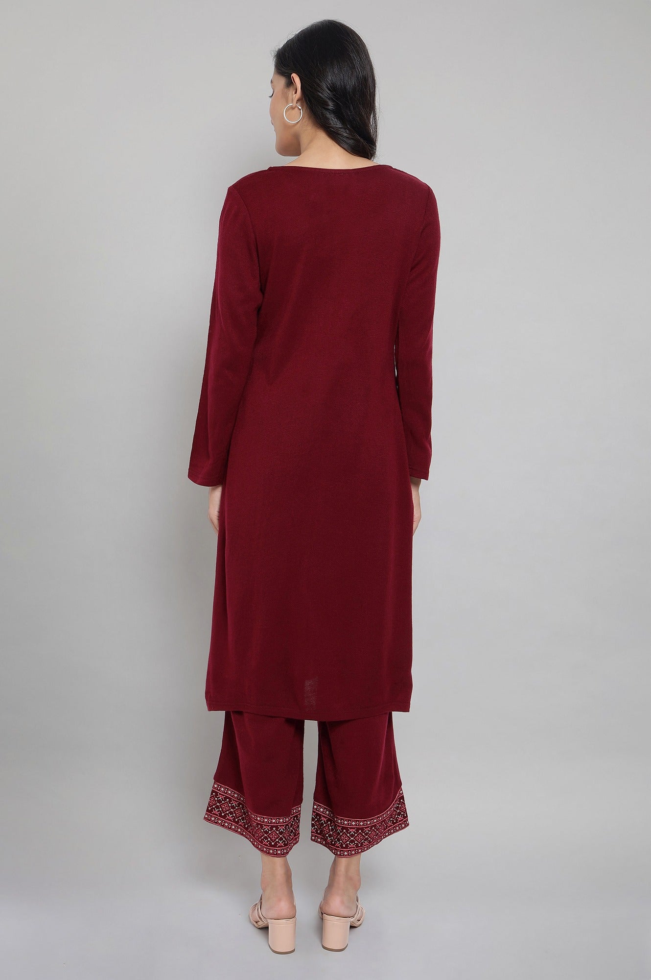 Maroon Ethnic Winter kurta