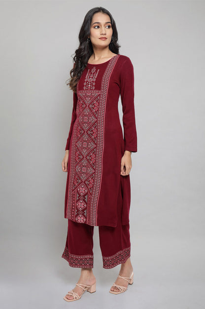 Maroon Ethnic Winter kurta