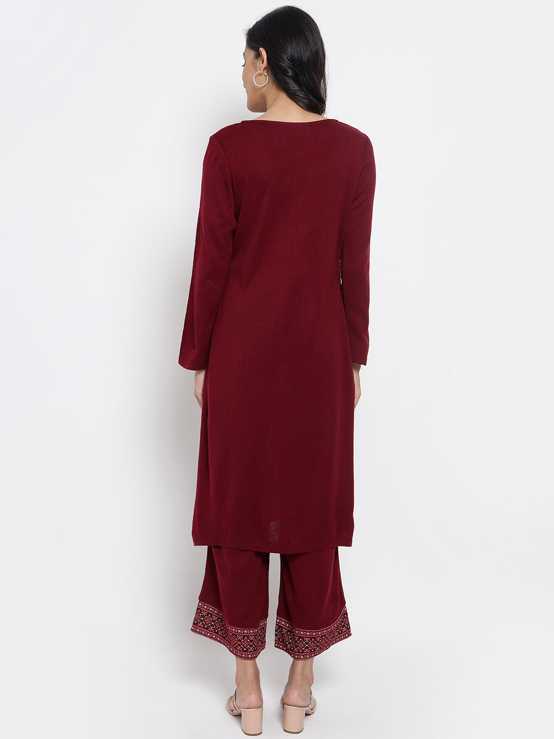 Maroon Ethnic Winter kurta