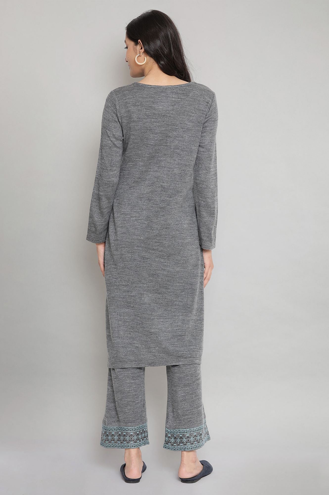 Grey Ethnic Winter kurta