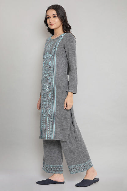 Grey Ethnic Winter kurta