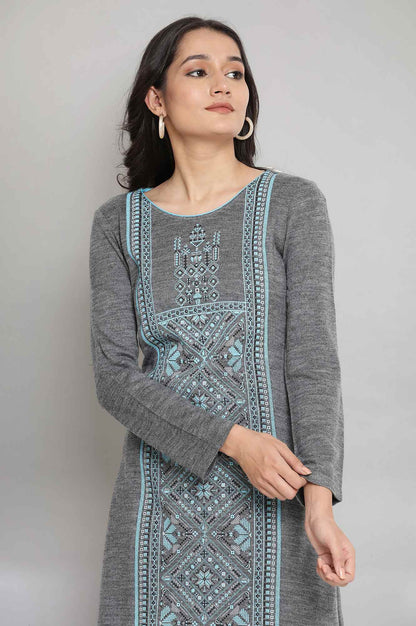 Grey Ethnic Winter kurta