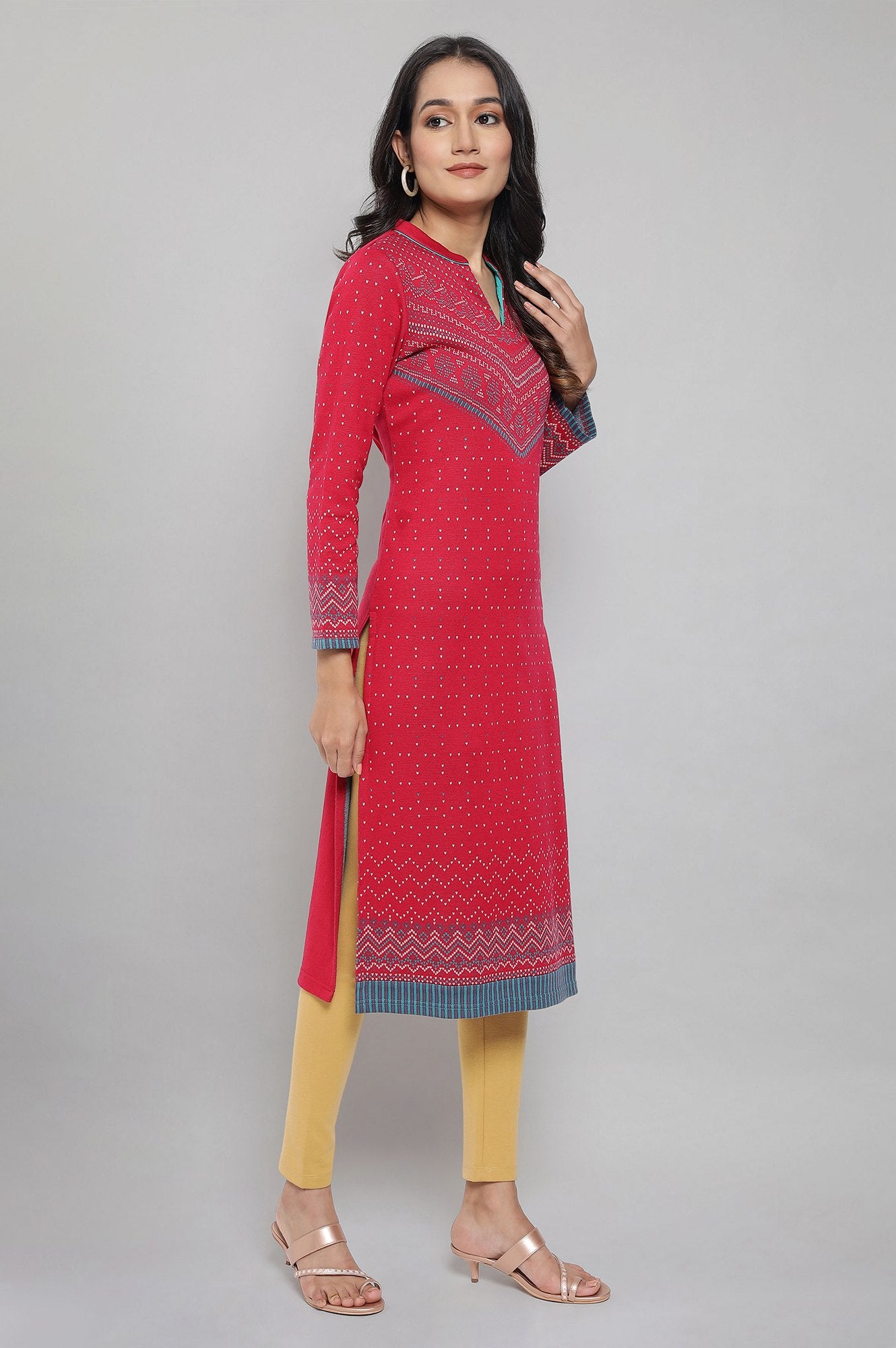 Rose Red Winter kurta