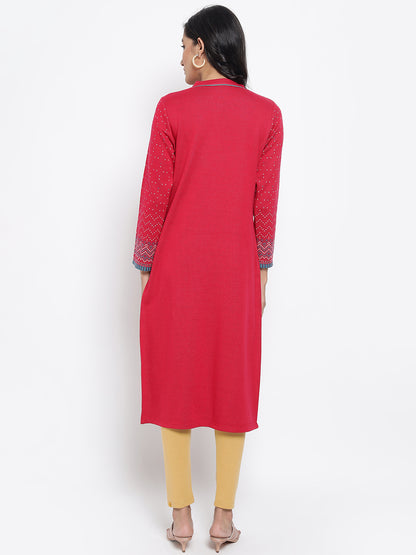 Rose Red Winter kurta