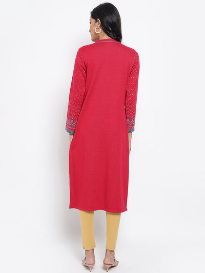 Rose Red Winter kurta