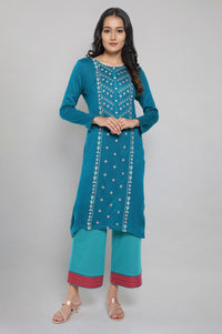 Teal Acrylic kurta