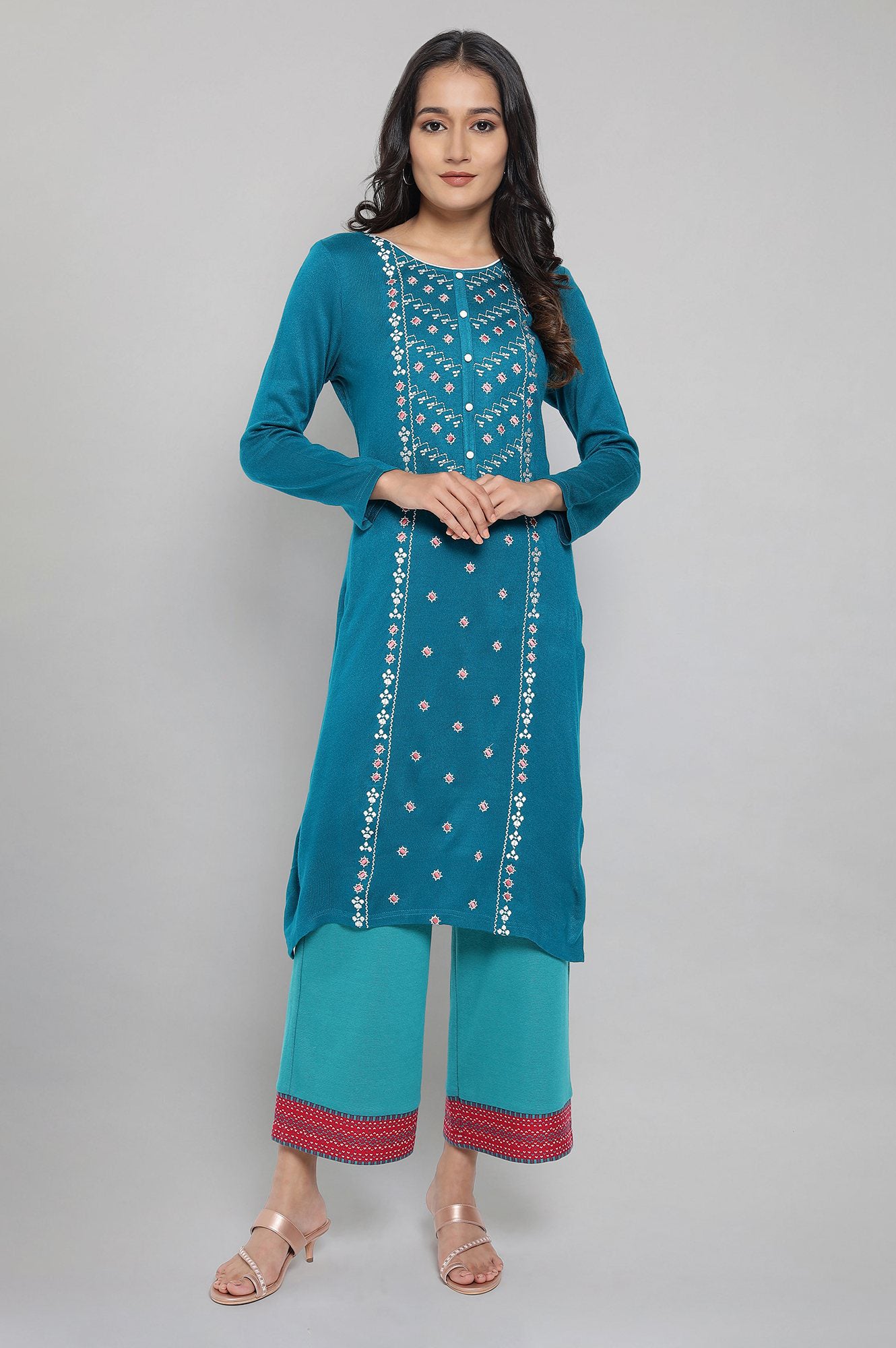 Teal Acrylic kurta