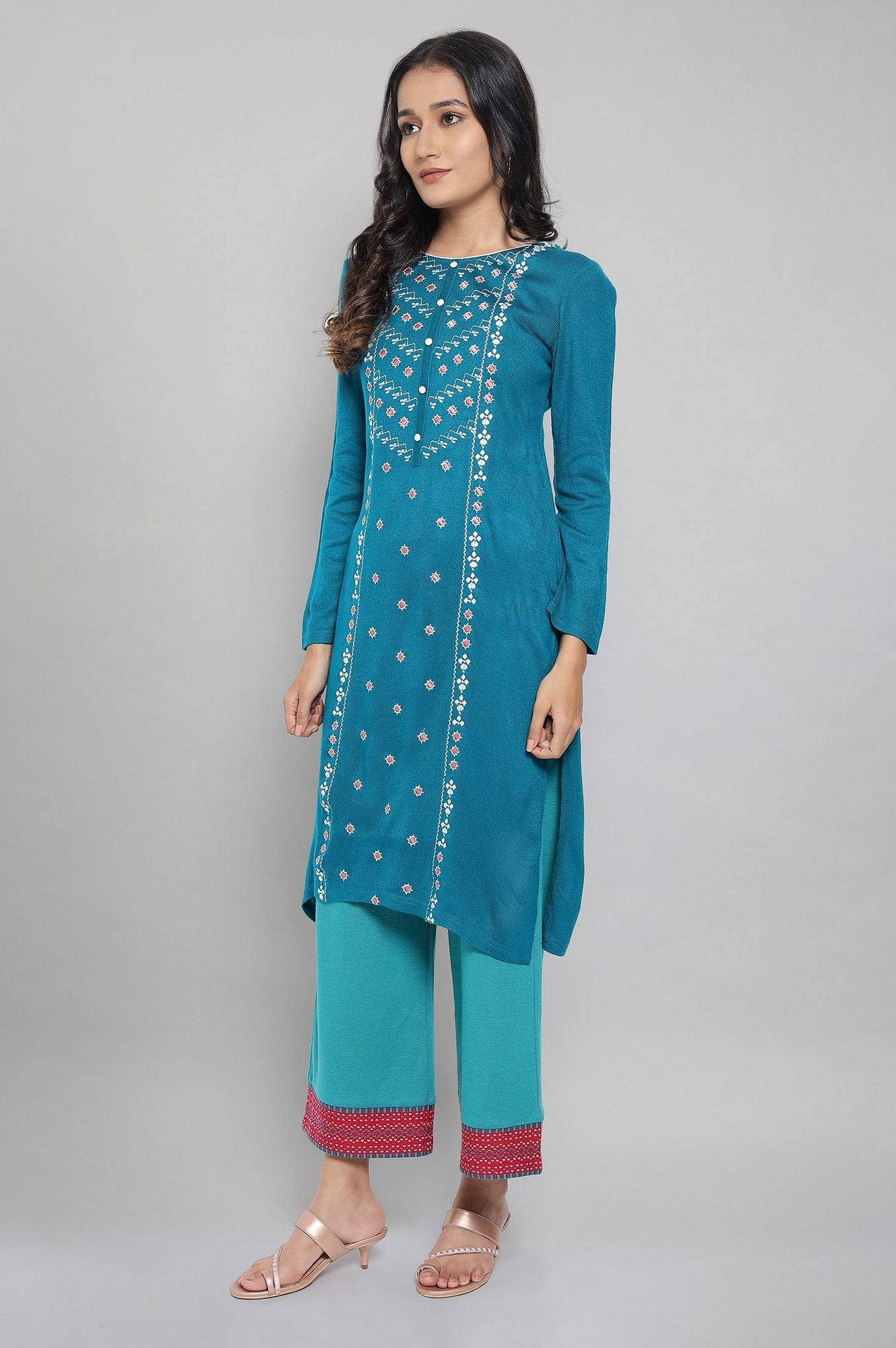 Teal Acrylic kurta