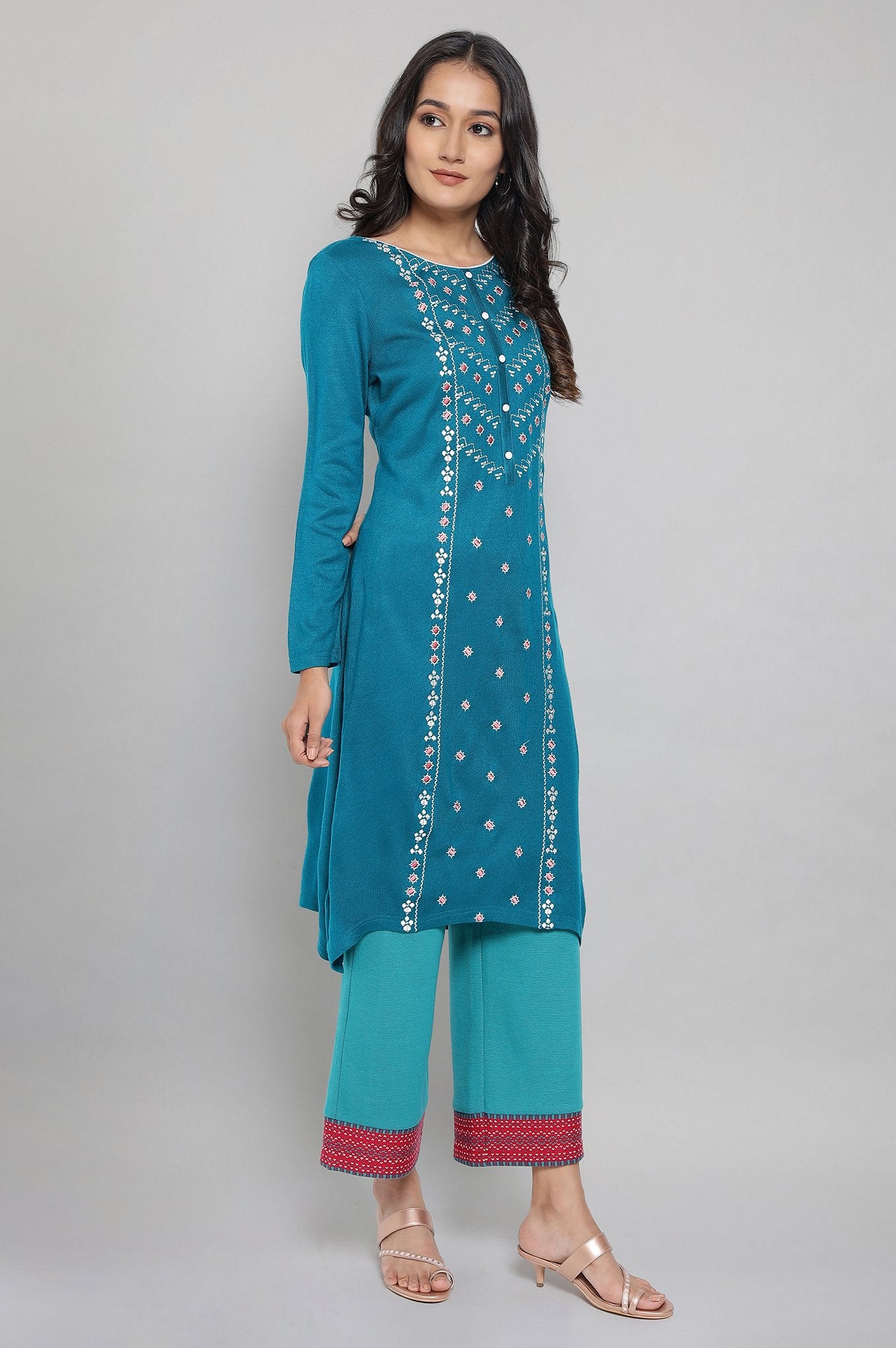 Teal Acrylic kurta