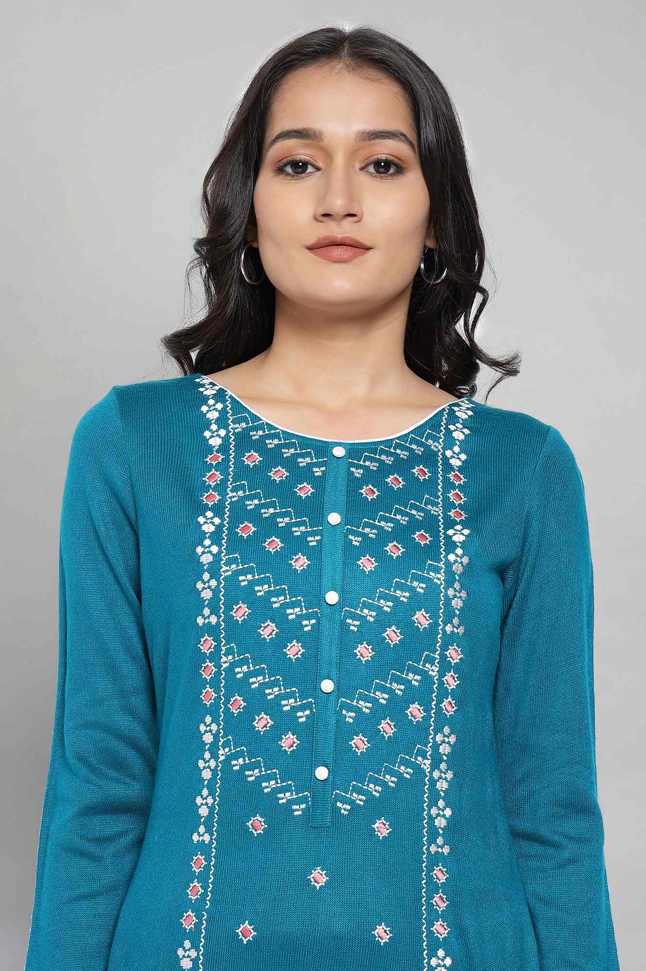 Teal Acrylic kurta