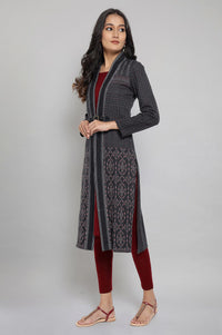 Grey Winter kurta with Embroidery