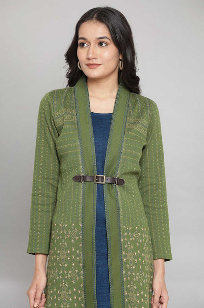 Green Embroidered Winter kurta