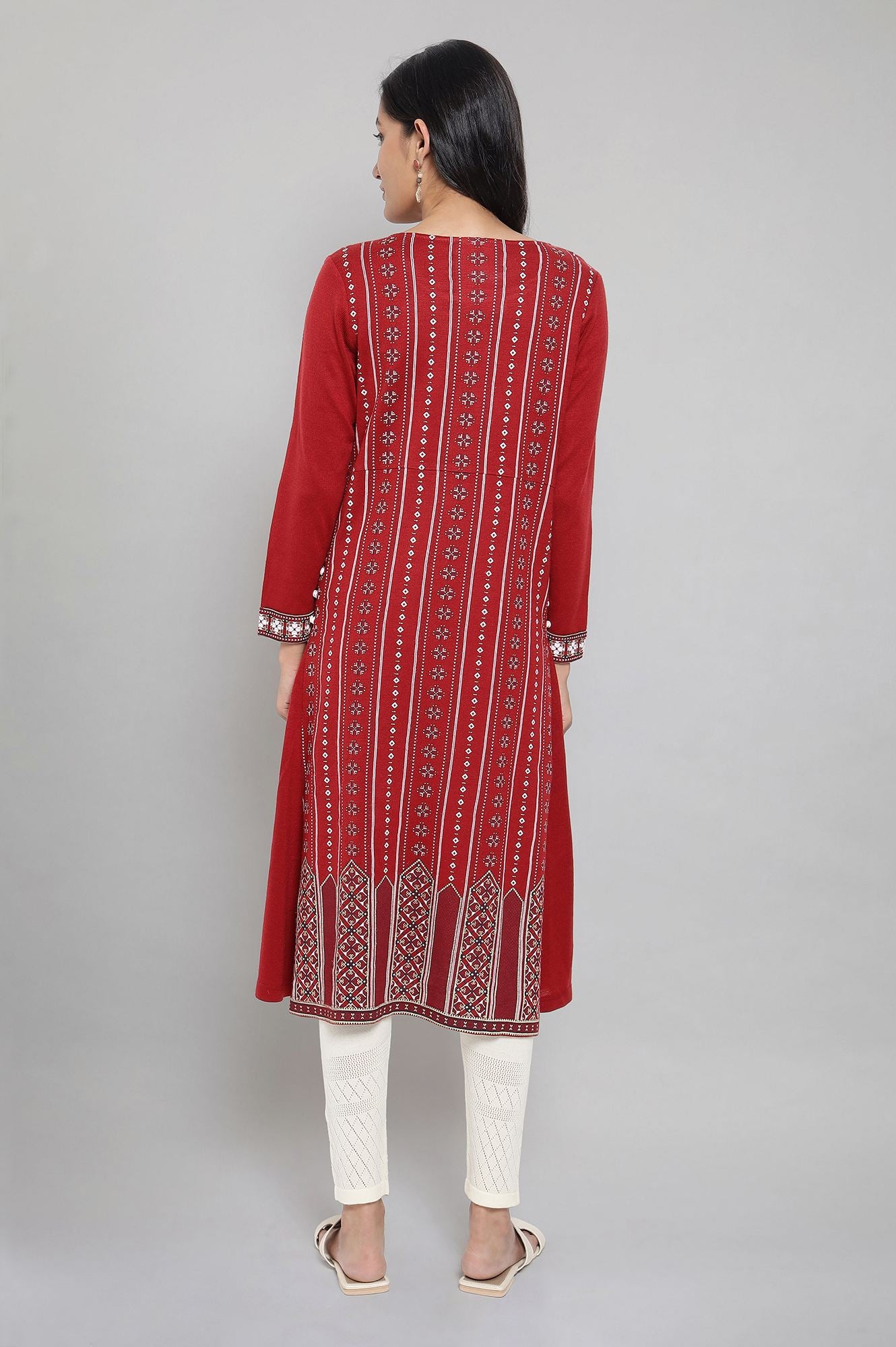 Red Team Printed Acrylic kurta