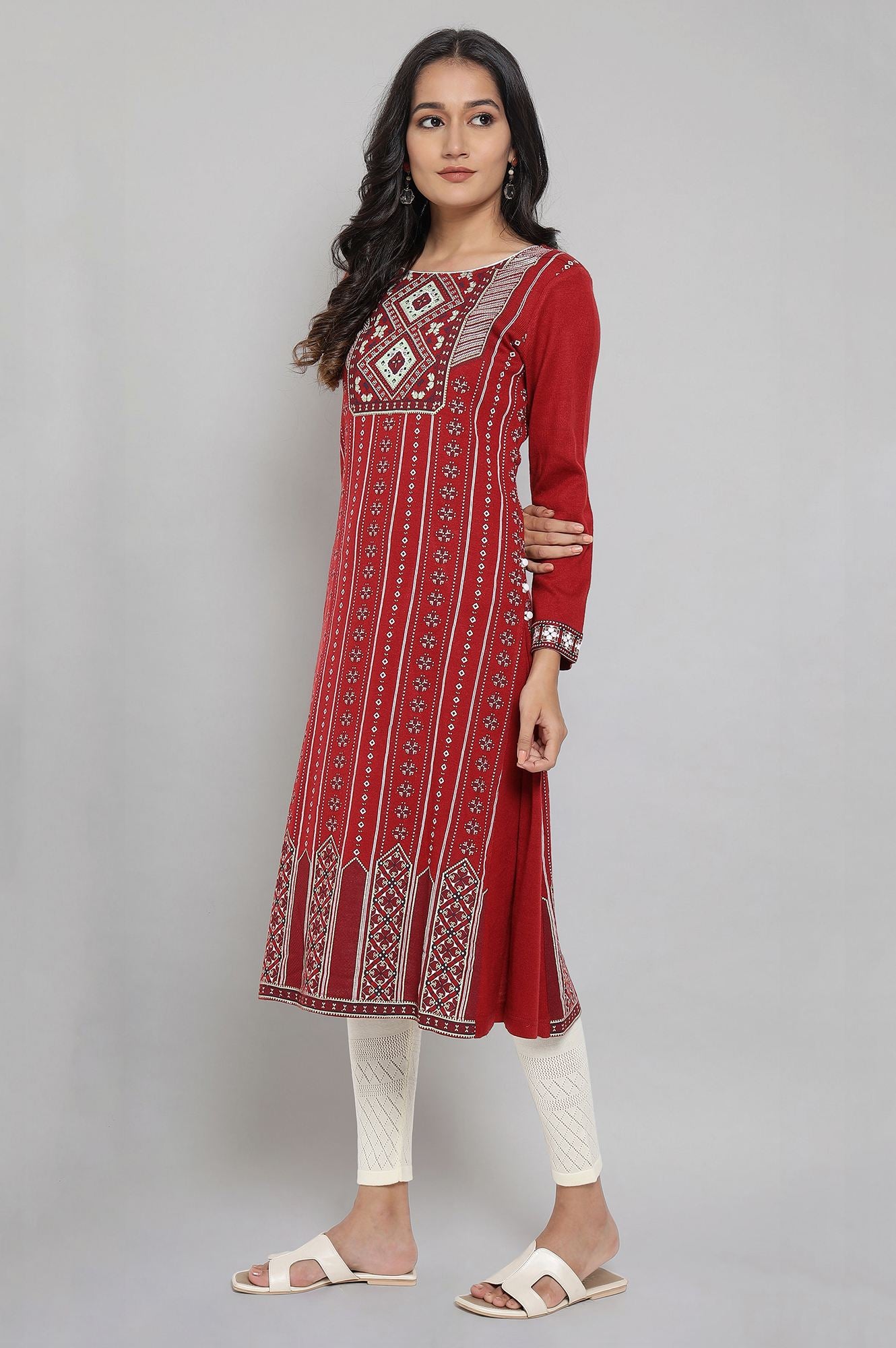 Red Team Printed Acrylic kurta