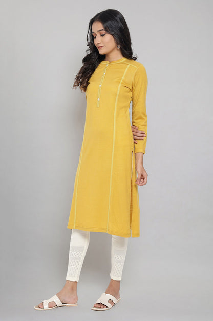 Yellow Solid Acrylic kurta