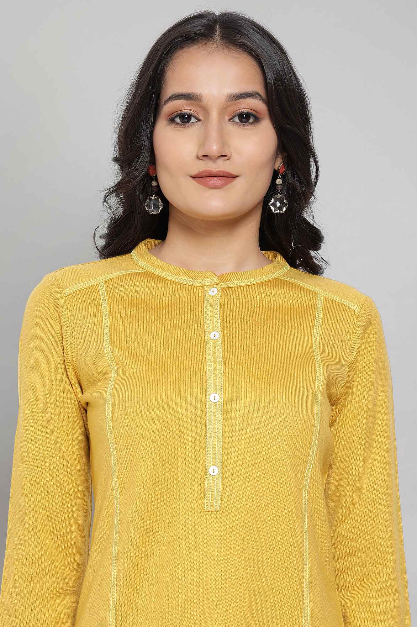 Yellow Solid Acrylic kurta