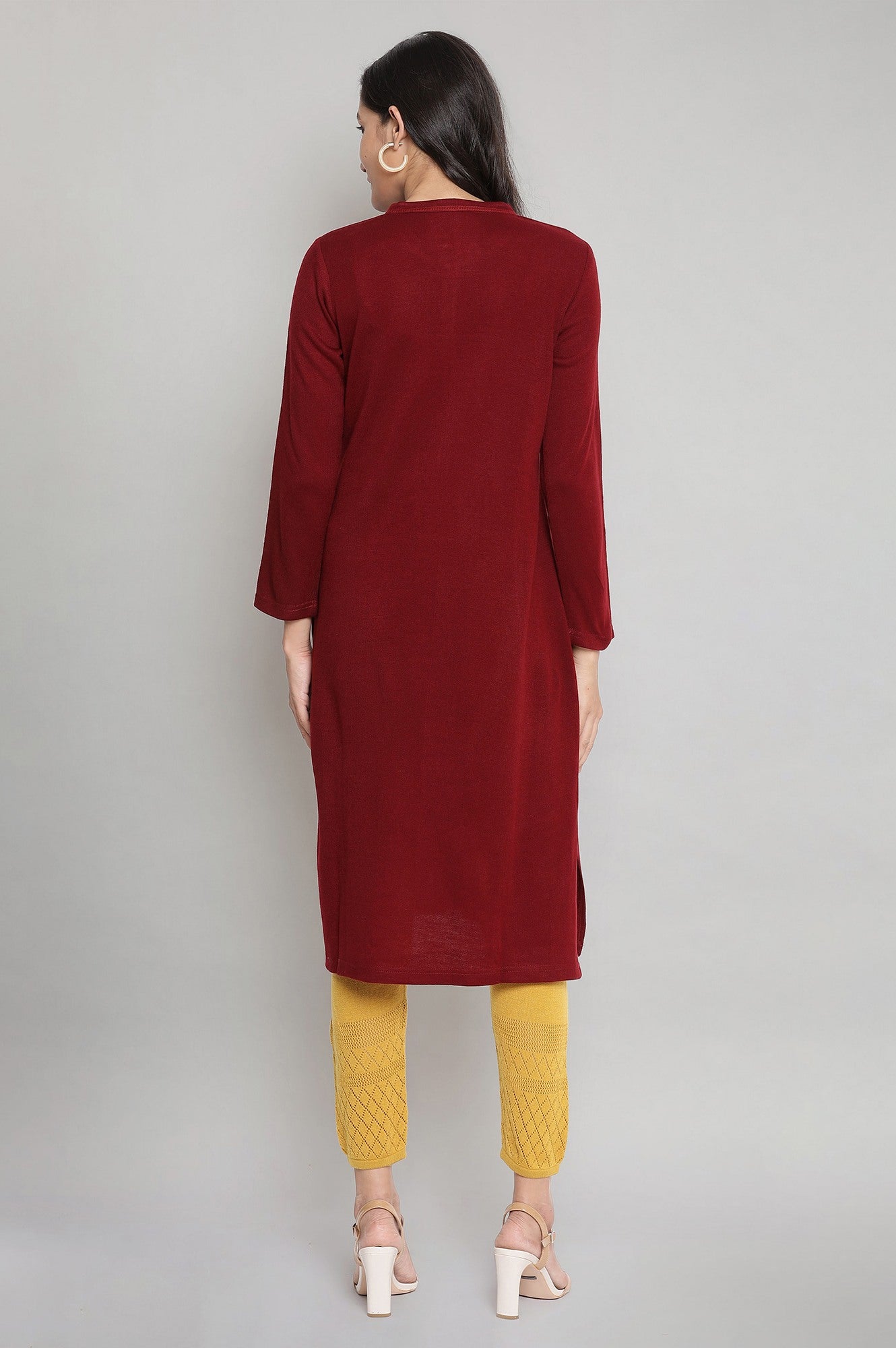 Maroon Solid Winter kurta