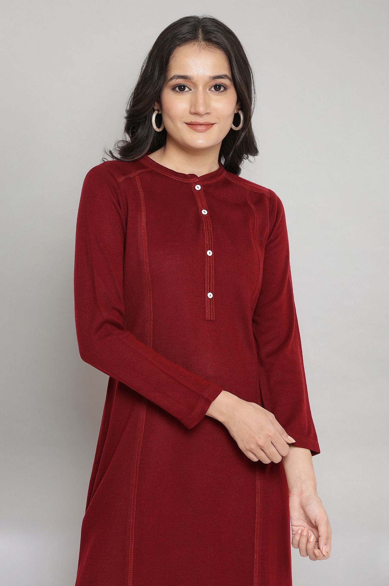 Maroon Solid Winter kurta