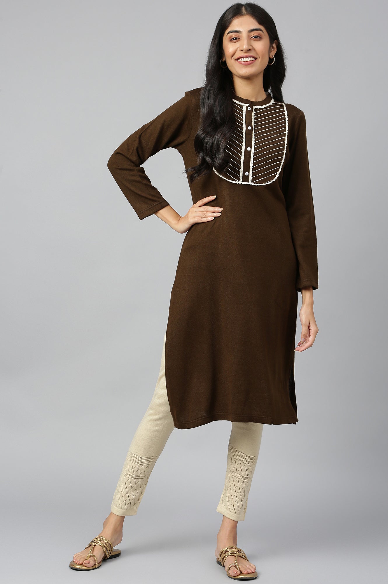 Brown Acrylic kurta