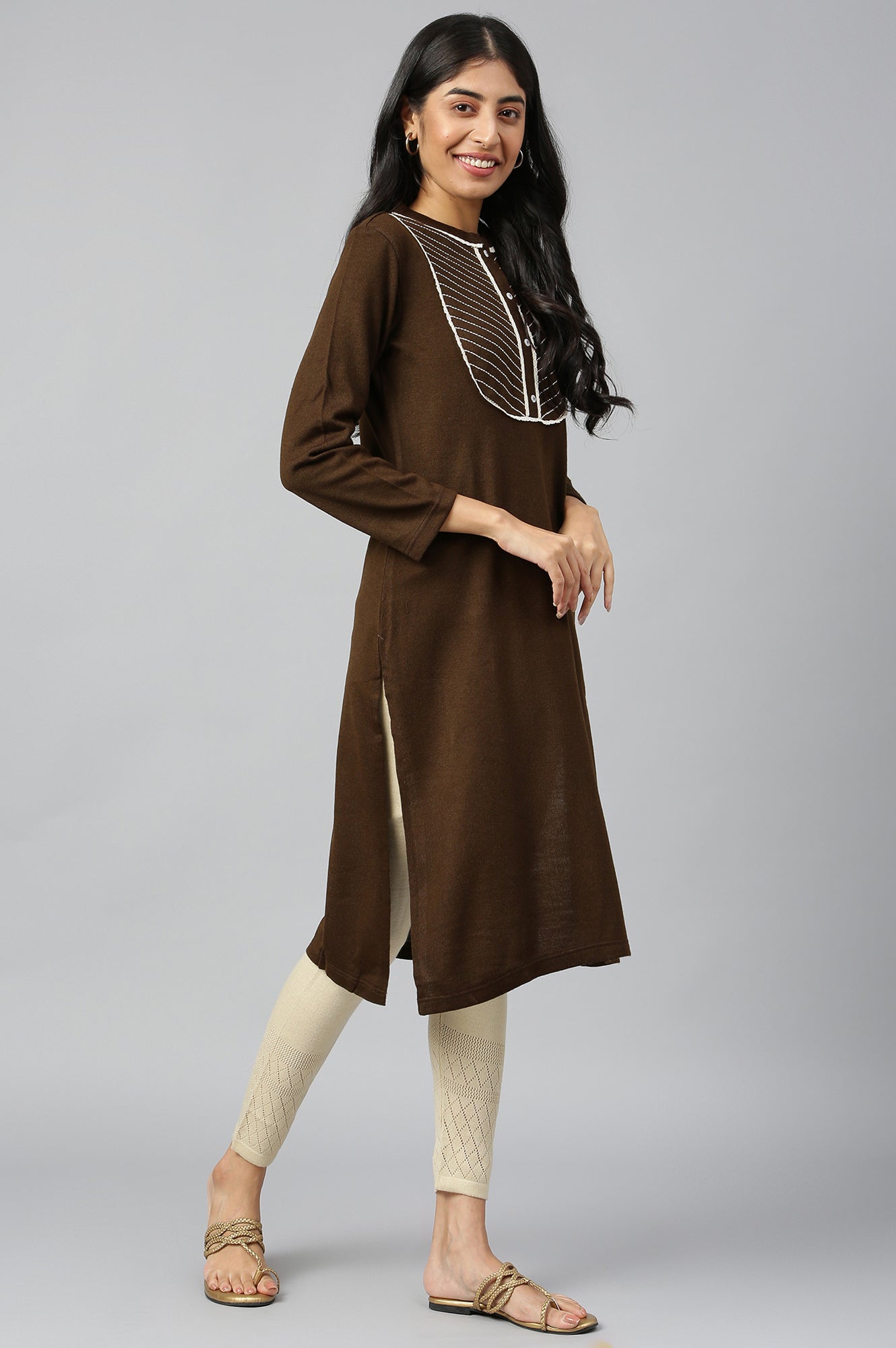 Brown Acrylic kurta