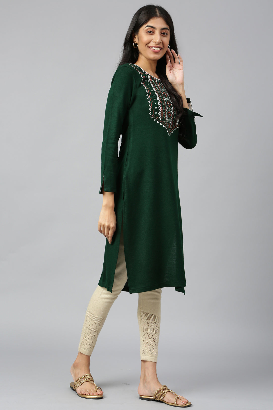 Green Acrylic kurta