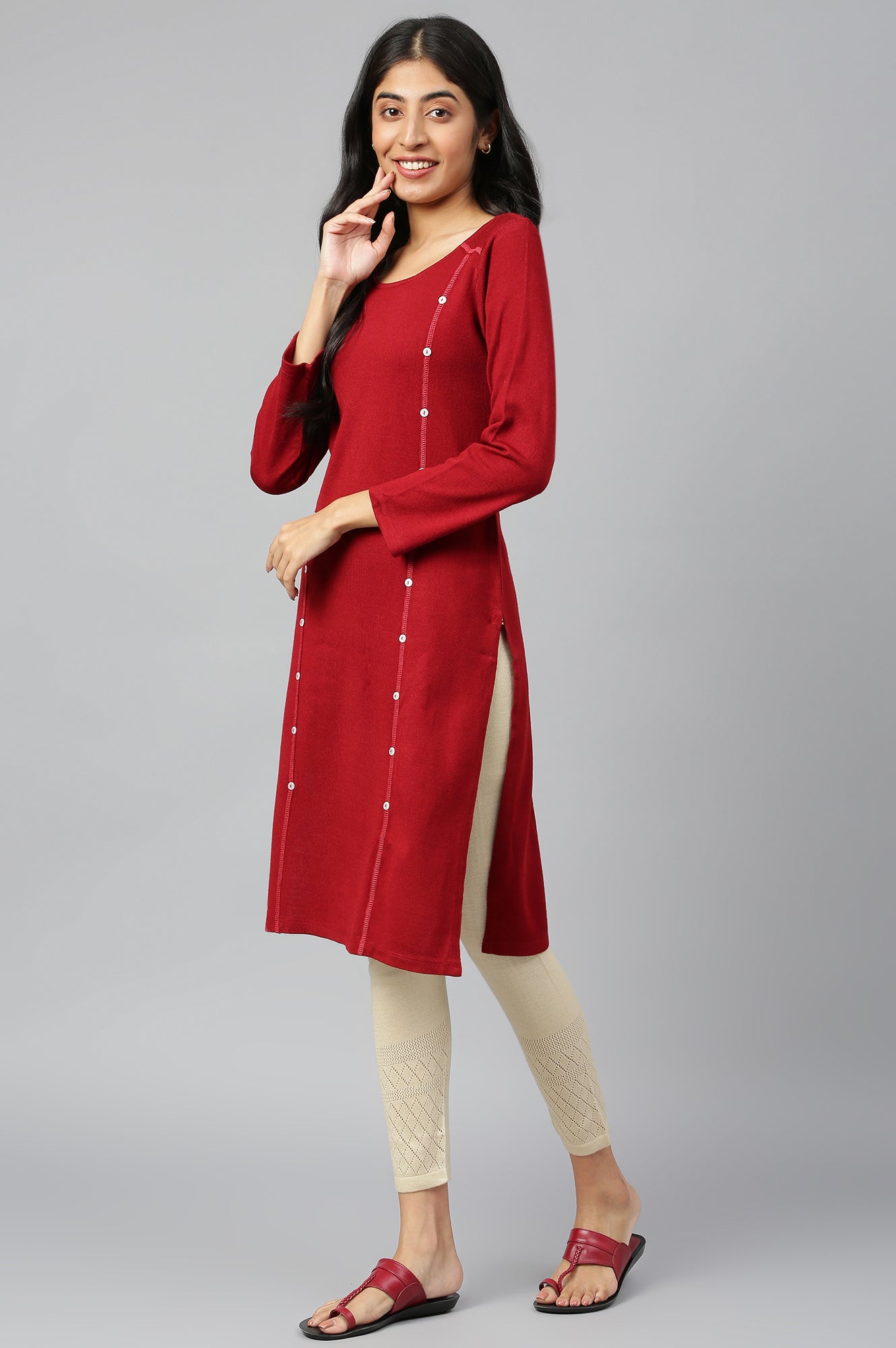 Red Winter kurta