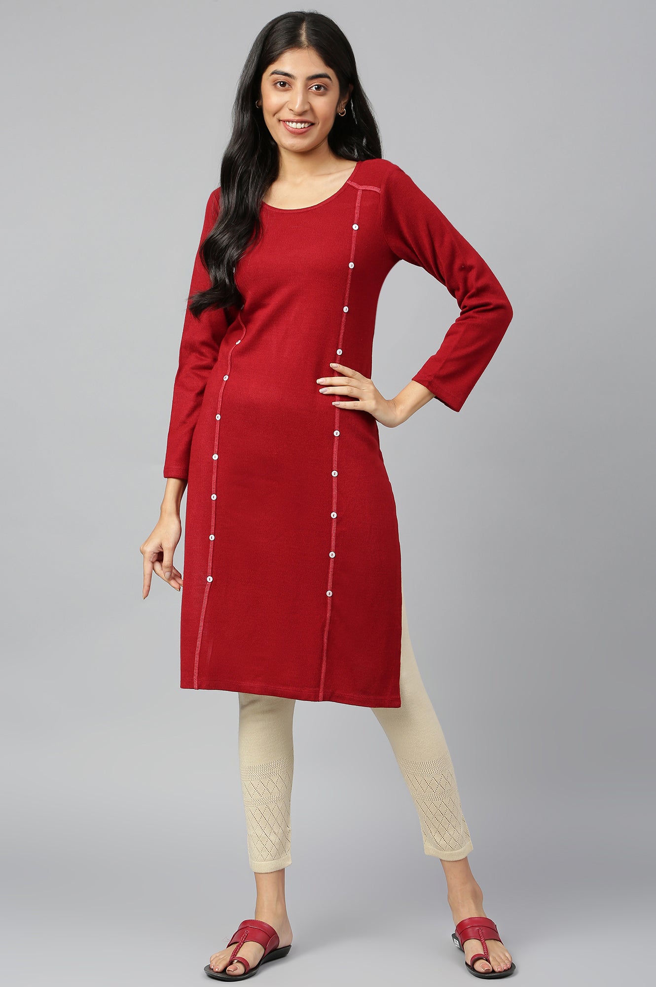 Red Winter kurta