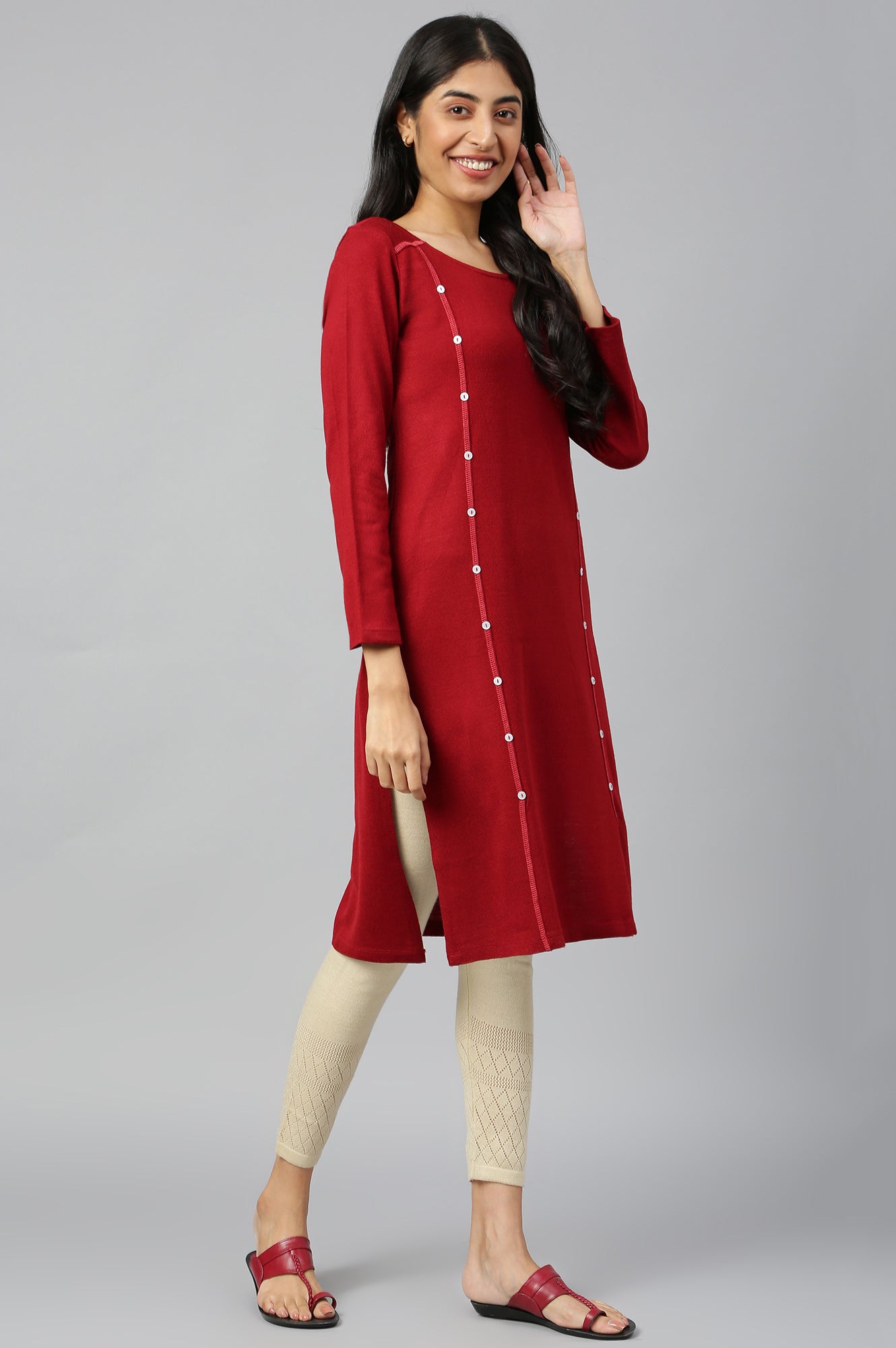 Red Winter kurta