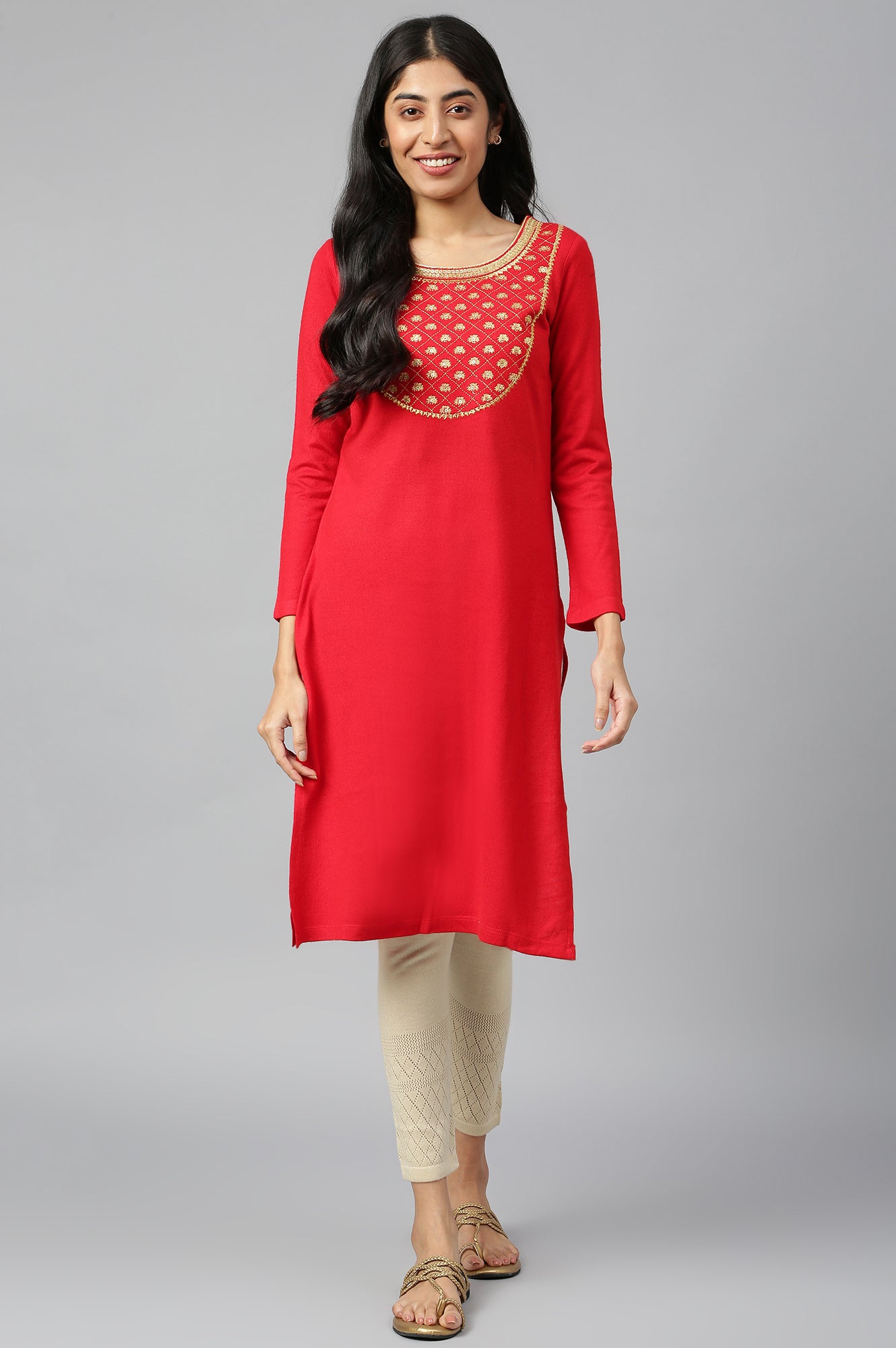 Red Winter kurta