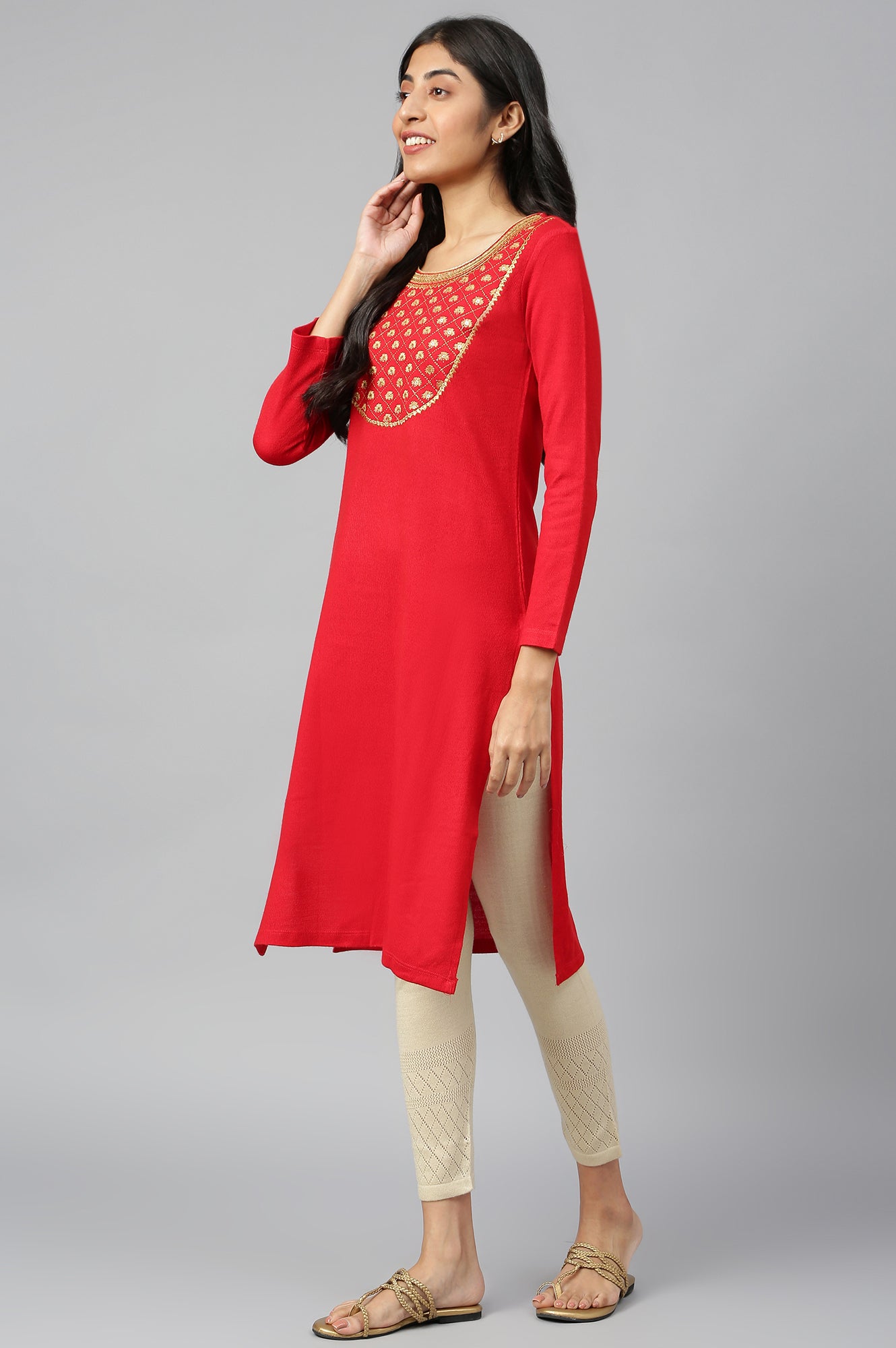 Red Winter kurta