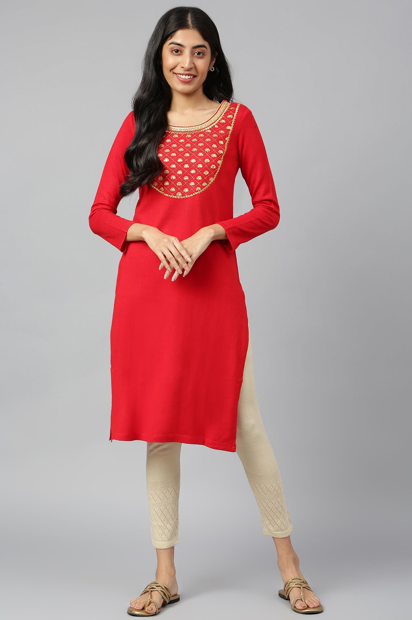 Red Winter kurta