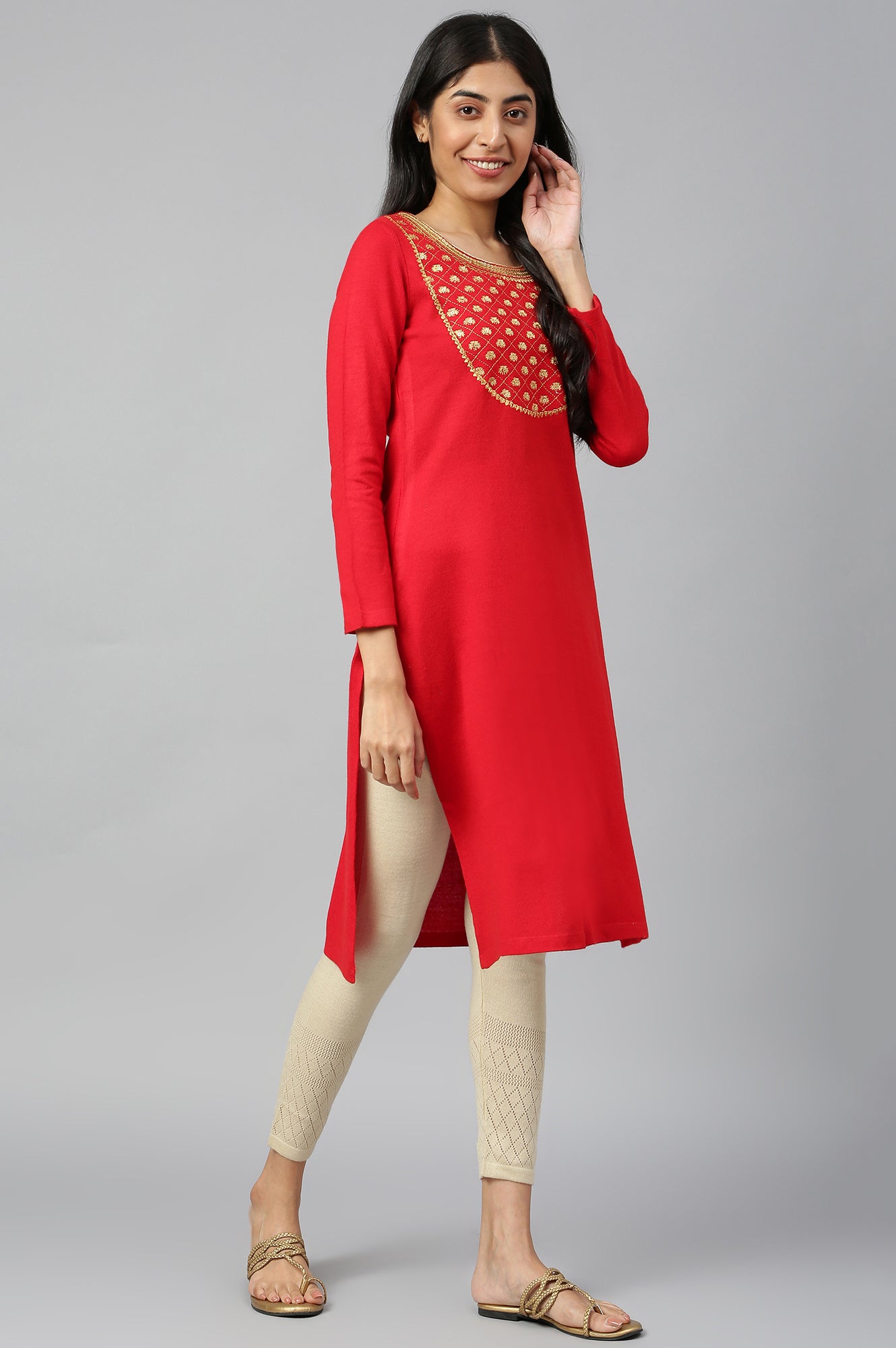 Red Winter kurta