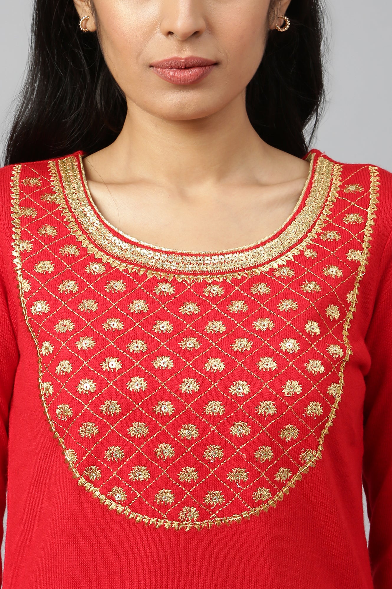 Red Winter kurta